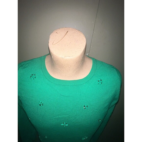 Women's Ruby Rd Green Beaded Long Sleeve Sweater Size Large - Picture 4 of 11